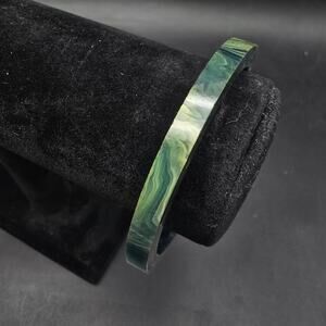 Marbled Green Blue Bakelite Bangle Bracelet Vintage Plastic